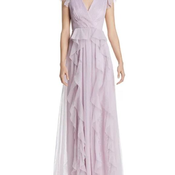 BCBGMAXAZRIA Ruffled Point D'esprit Gown - Picture 1 of 10